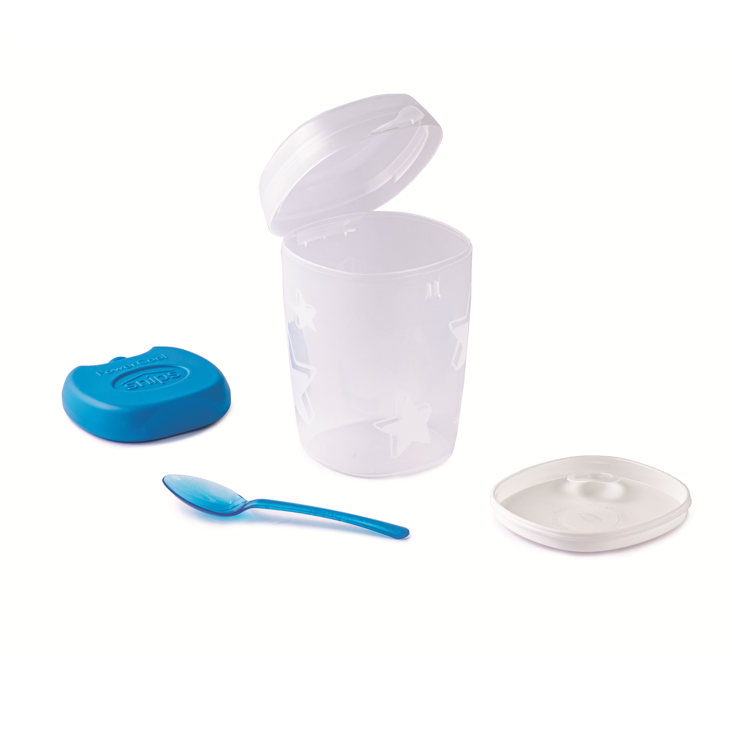 Snips Porta Yogurt | Contenitore Refrigerato Con Cucchiaino | Lunch Box |  Contenitori per Cibi | 0,5 LT | Colore Azzurro | Coperchio con Chiusura di
